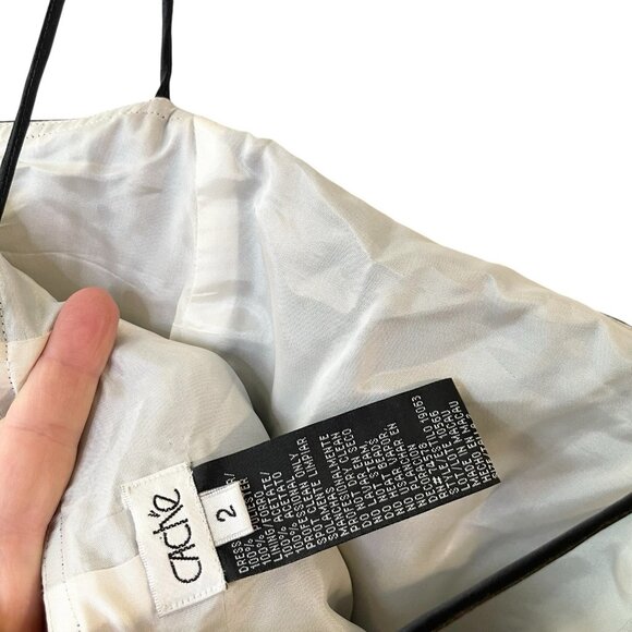 Cache Vtg Black Satin Beaded Formal Prom Ball Gown Y2K 90s Dress Masquerade Whit - Picture 8 of 8